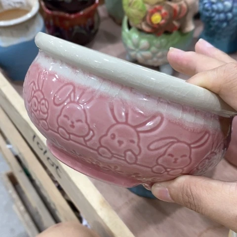 陶瓷20CM以下粉色兔子拼盘