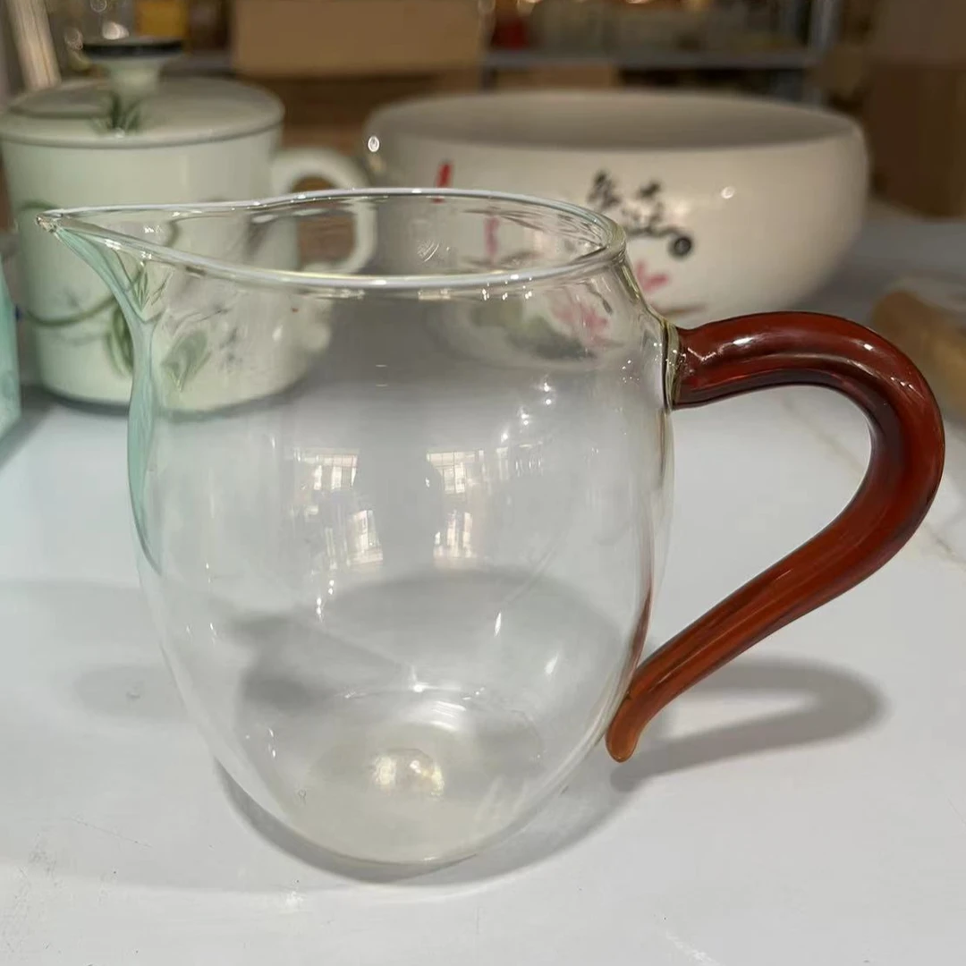 玻璃公道杯棕色把柄
