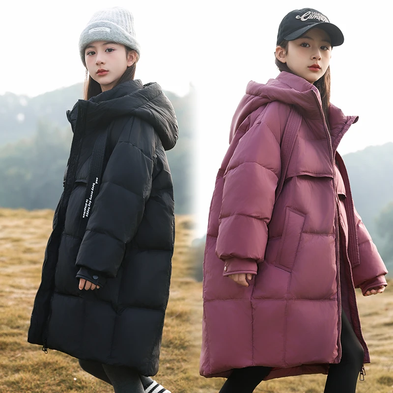 Disney/迪士尼儿童羽绒服女童中长款2024新款洋气中大童韩版冬装