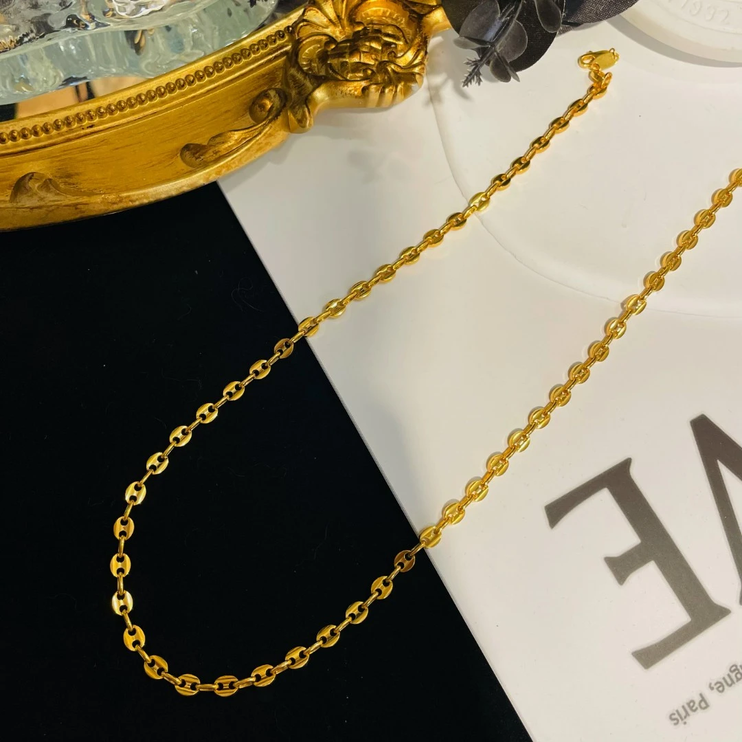 足金999 黄金5G工艺 重工猪鼻项链