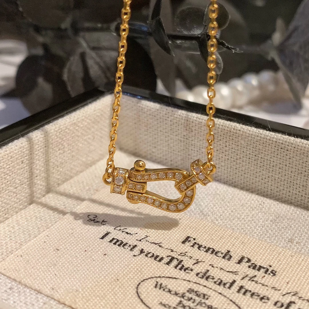 足金999 黄金5G工艺 马蹄莫桑项链