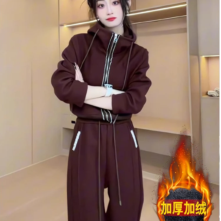 欧货休闲运动套装女秋冬2024新款洋气减龄宽松高档女士休闲套装