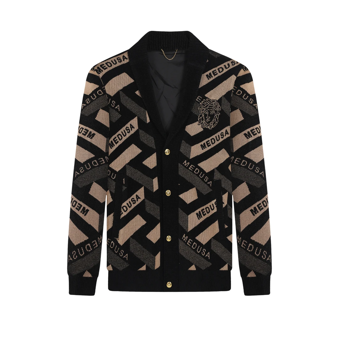 美杜莎品牌轻奢男装新款男士针织外套秋冬季商务休闲男款夹克Z659