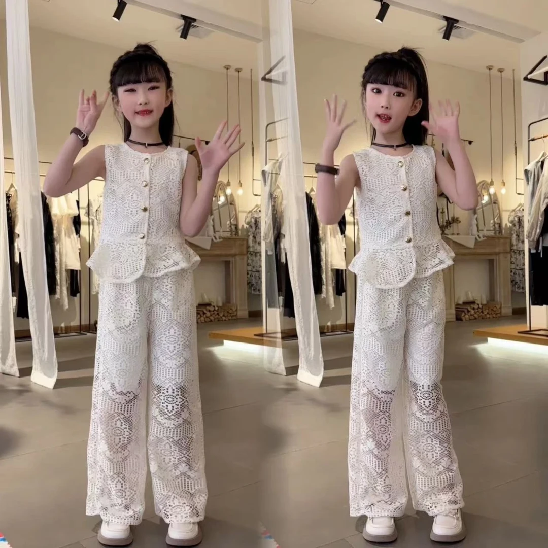 童装女童套装夏季2024新款儿童学院风小清新薄款夏装女孩洋气时髦