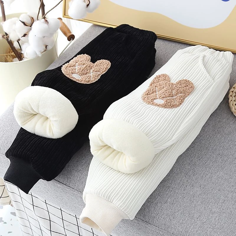 儿童棉裤冬季一条过冬女宝宝三层加厚夹棉长裤男童外穿加绒保暖裤