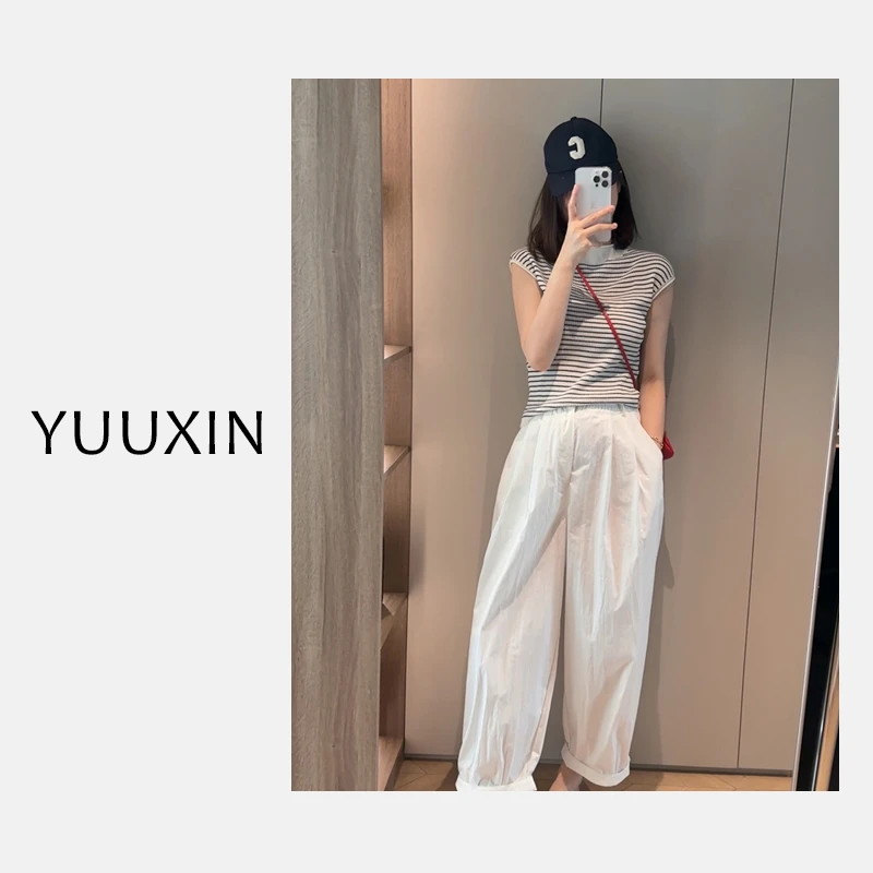 【YUUXIN】气球裤~夏季简约宽松高腰百搭休闲九分裤X
