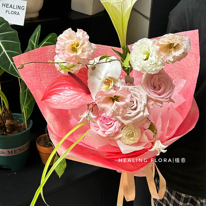 【直播】鲜花包装纸蜡染浮雕纸花束防水加厚立体包花纸花店资材