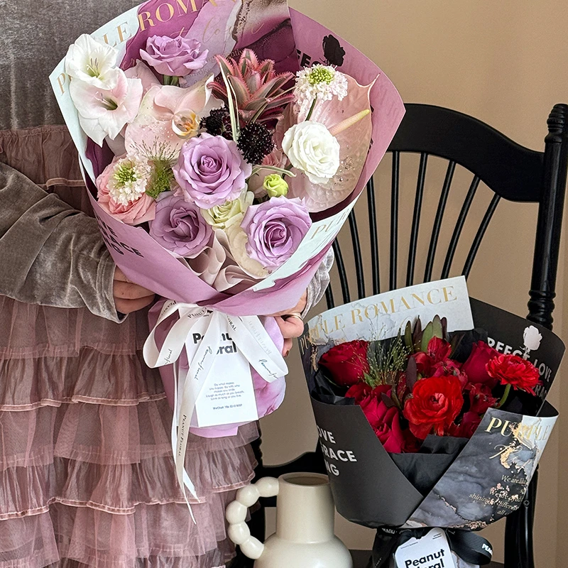 情人节新款烈日火焰玫瑰鲜花礼物包装纸牛皮纸花艺手工DIY材料