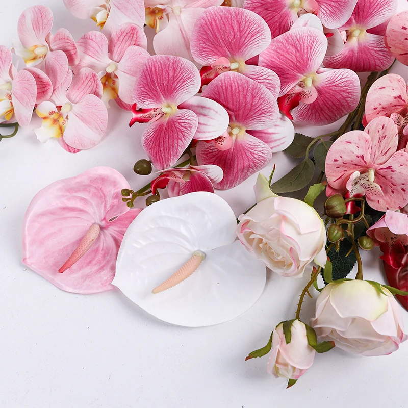 新年年宵花福桶插花仿真花蝴蝶兰红掌高档轻奢花瓶插花摆件花店