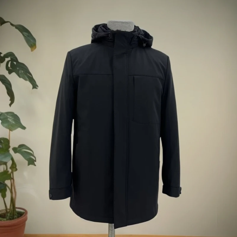 男装中老年高端商务可拆卸派克休闲时尚保暖派克连帽冬季中长款