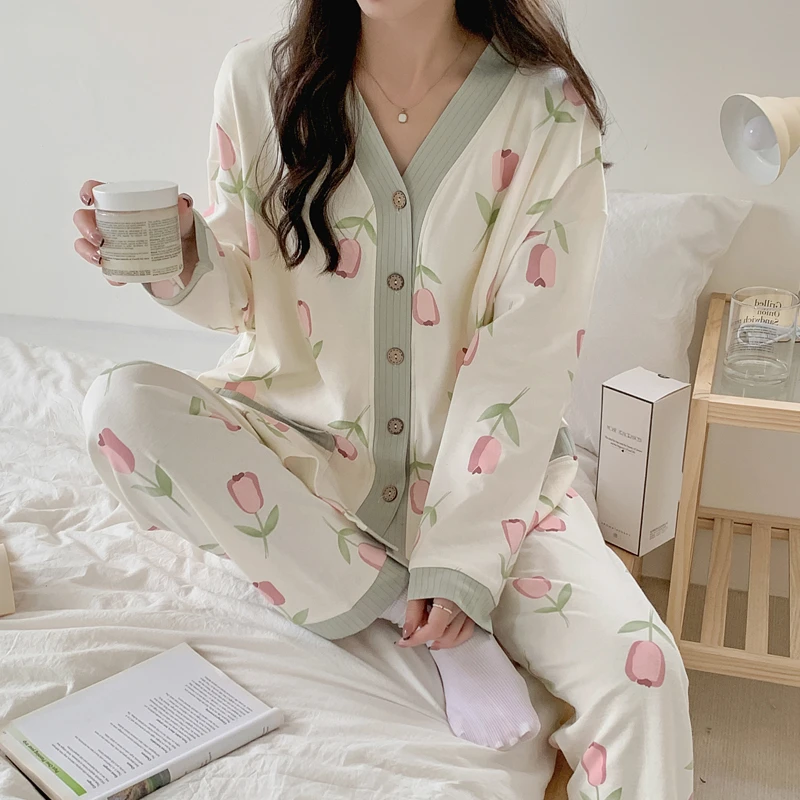 月子服春秋产后孕妇睡衣7-10月份哺乳喂奶夏季薄款怀孕期大码套装