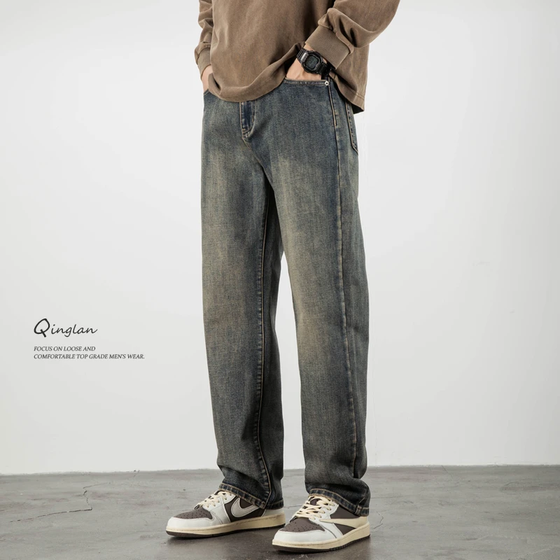 复古牛仔裤男2024新款潮流宽松直筒裤子美式休闲痞帅春季弹力大码