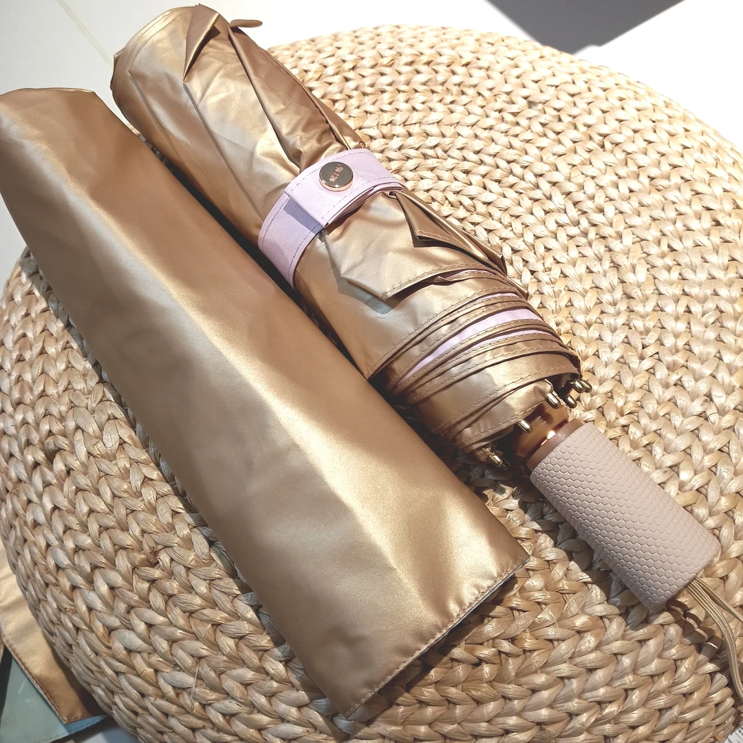 三折钛金素色晴雨伞折叠防晒防紫外线防风铝合金雨伞