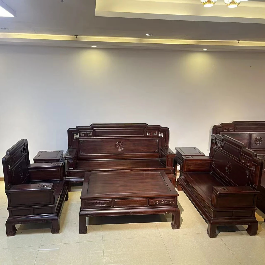 南美酸枝国色天香沙发经典6件套沙发客厅古典单人双人方几三人位