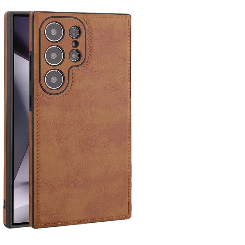 【高档皮革+镜头全包】适用于三星S23Ultra手机壳防摔牛皮纹商务