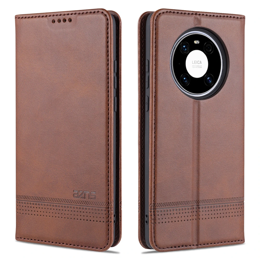 【高档牛纹+磁吸翻盖皮套适用华为Mate40/E手机壳商务全包防摔