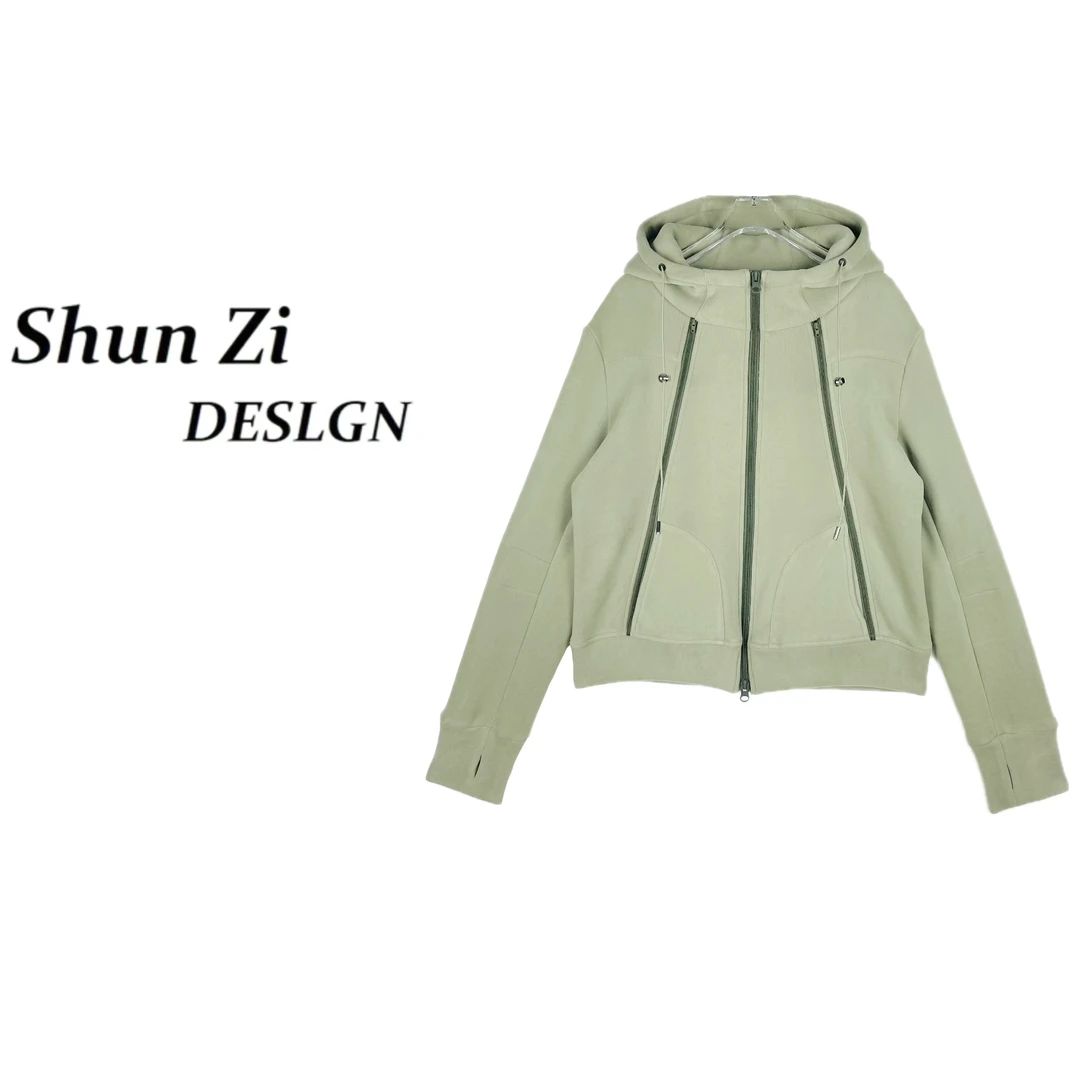 顺子/SZ6903 设计师款冬季版时尚百搭酷帅显瘦撞色三拉链连帽外套