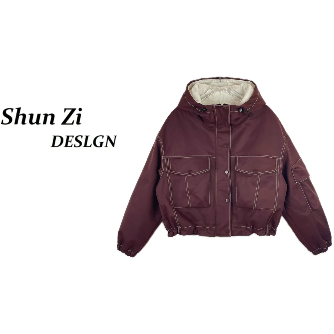 顺子/SZ6736 【工装羽绒】冬季原创明线设计潮流撞色拼接羽绒服