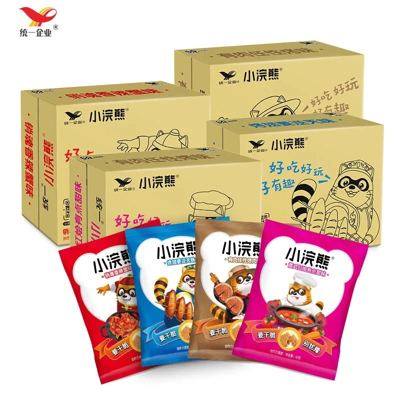统一小浣熊干脆面销魂香辣蟹多口味混合素食方便面干吃面整箱30袋