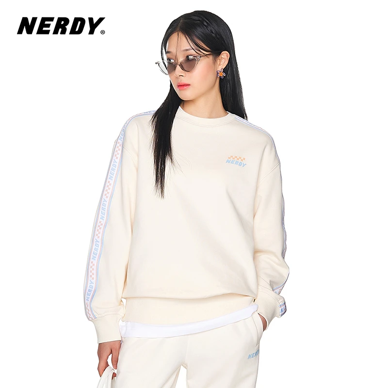 【官旗专享】NERDY2024春夏新品棋盘格串标卫衣套装女上衣裤子