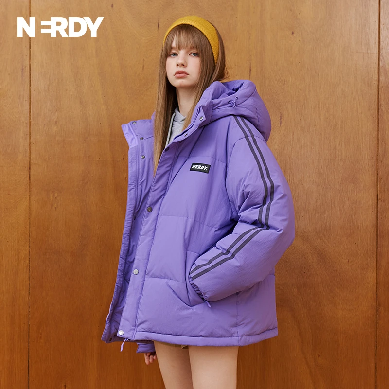 NERDY2023秋冬新款情侣长短款连帽羽绒服加厚保暖宽松热力感穿搭
