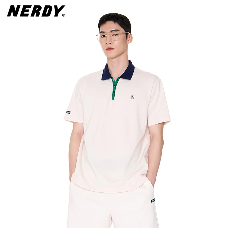 NERDYX MONTANA polo领短袖T恤白色时尚休闲男女夏季春夏撞色短袖