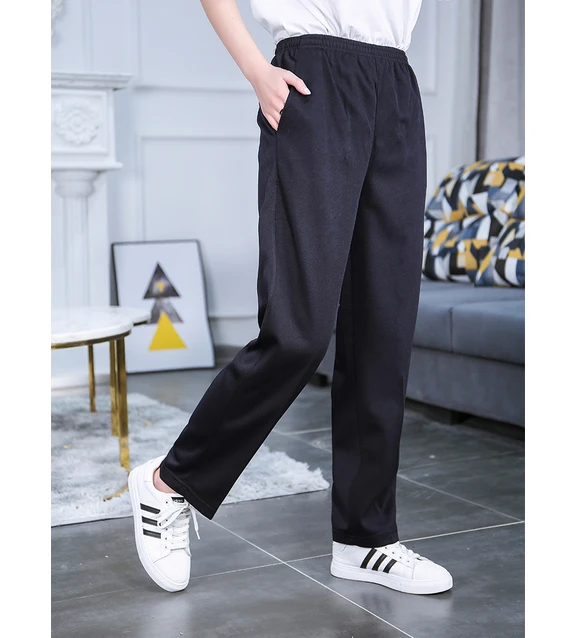 藏蓝色运动裤男女春夏净版休闲宽松直筒初高中校服裤子天蓝色高腰