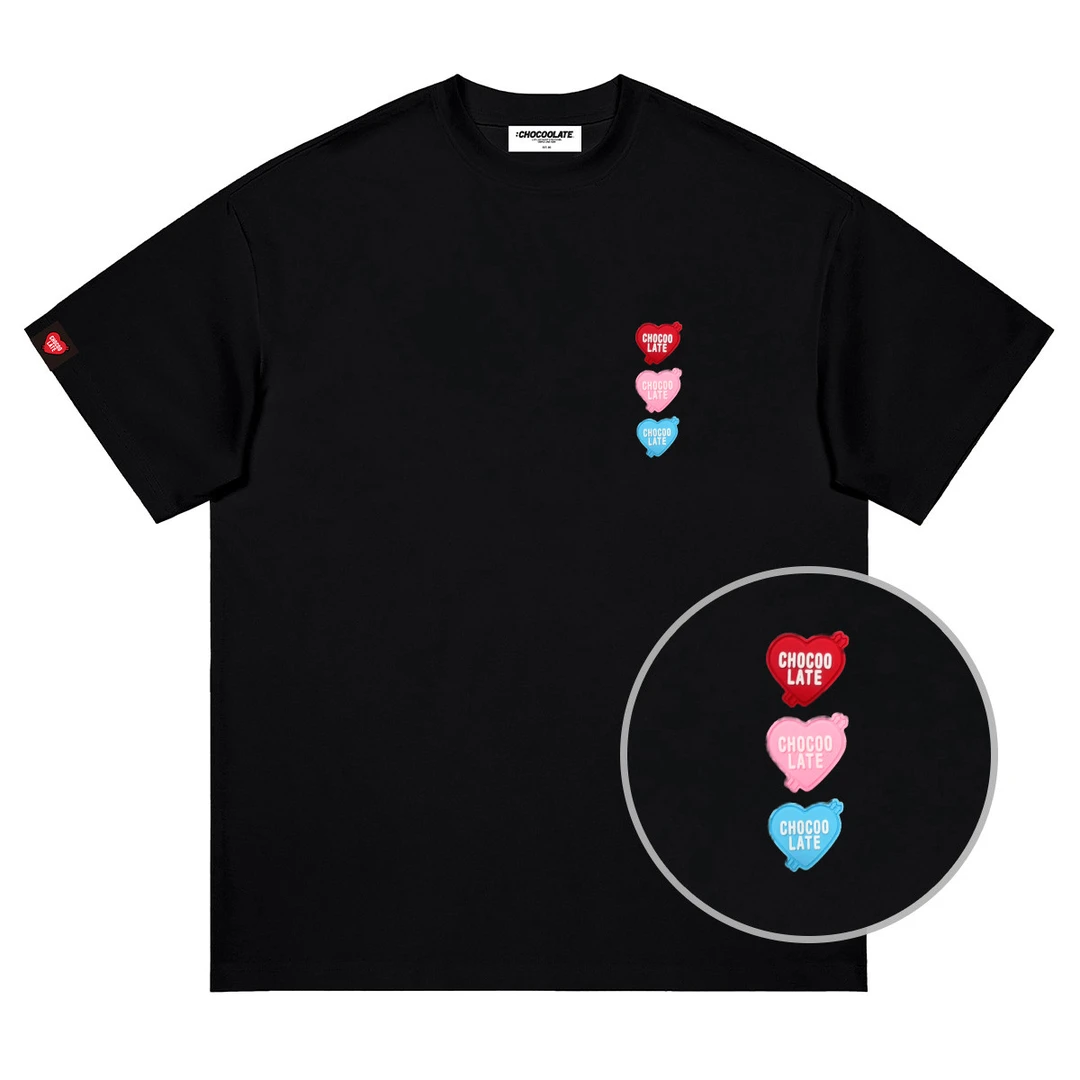 i.tCHOCOOLATE2025春夏百搭T恤男女款桃心贴章纯棉B1XTEFT000710