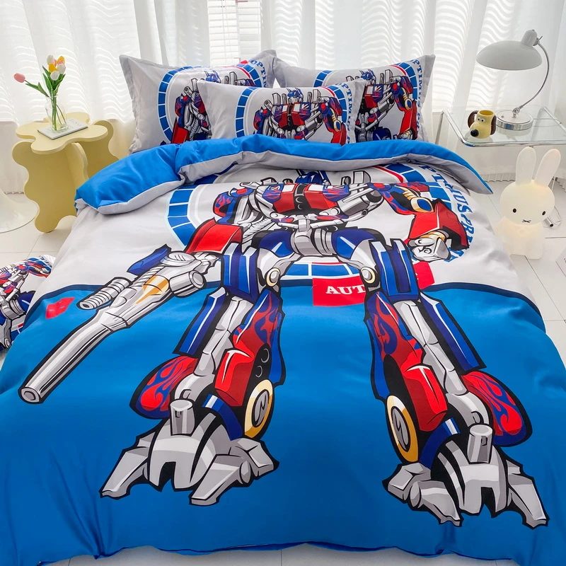 卡通变形金刚被套男孩单人学生宿舍床单被罩15米枕套三件套聚酯纤