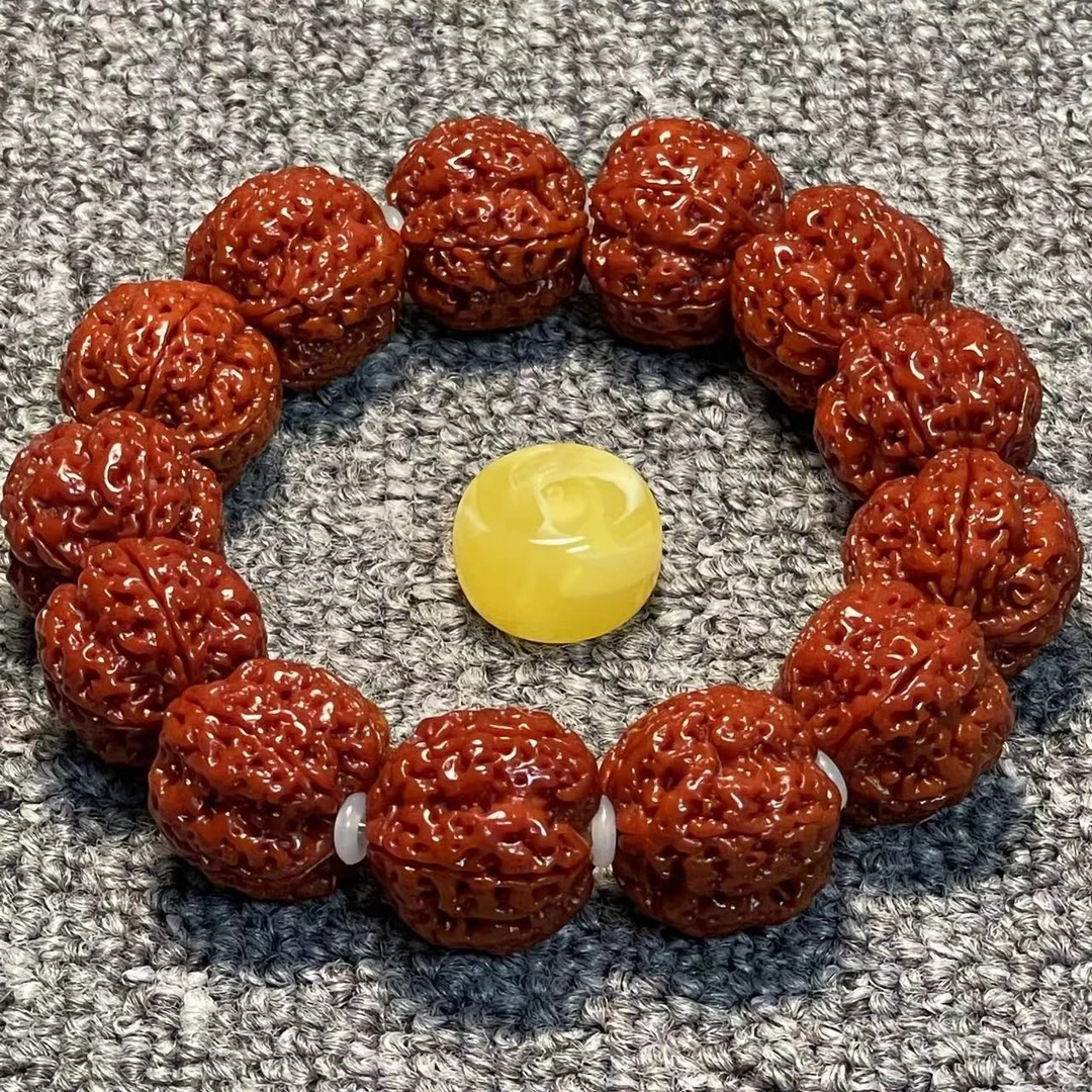 尼泊尔满肉金刚菩提手串高档文玩蜂窝双龙大金刚菩提机刷包浆玉化