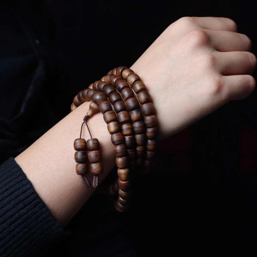 沉香海南莺歌绿棋楠沉香鼓珠108颗甘甜花香蜜香男女款手串