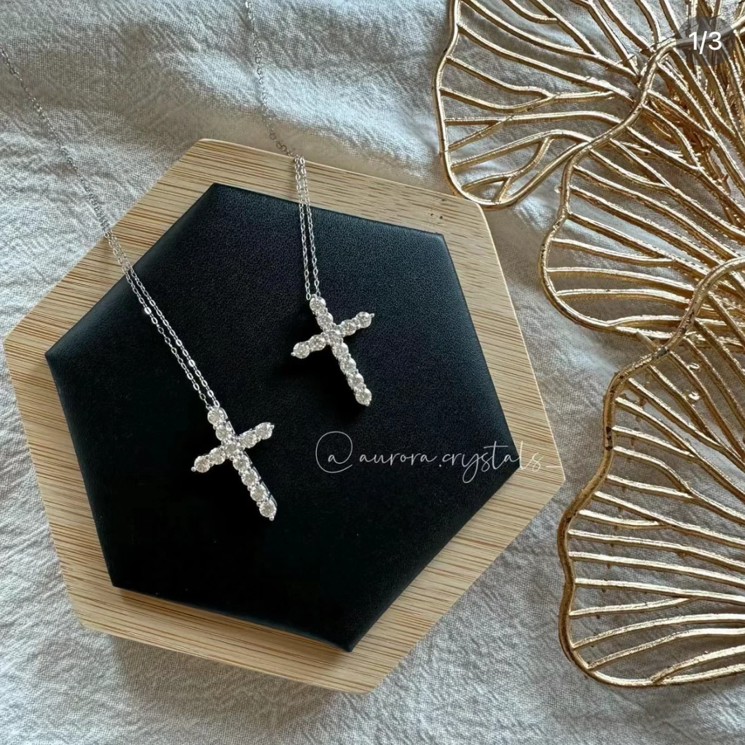 坠链均925银莫桑石 【十字架】项链时尚百搭饰品小众轻奢气质简约