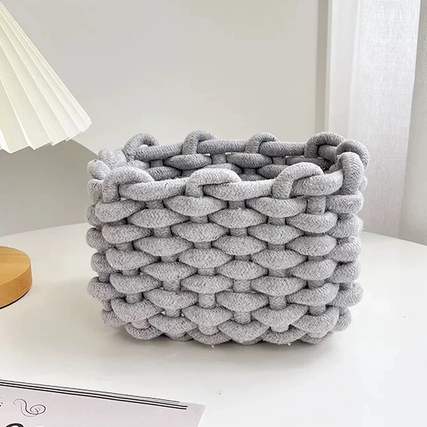 系绳灰色编织收纳筐（直播间展示为准）