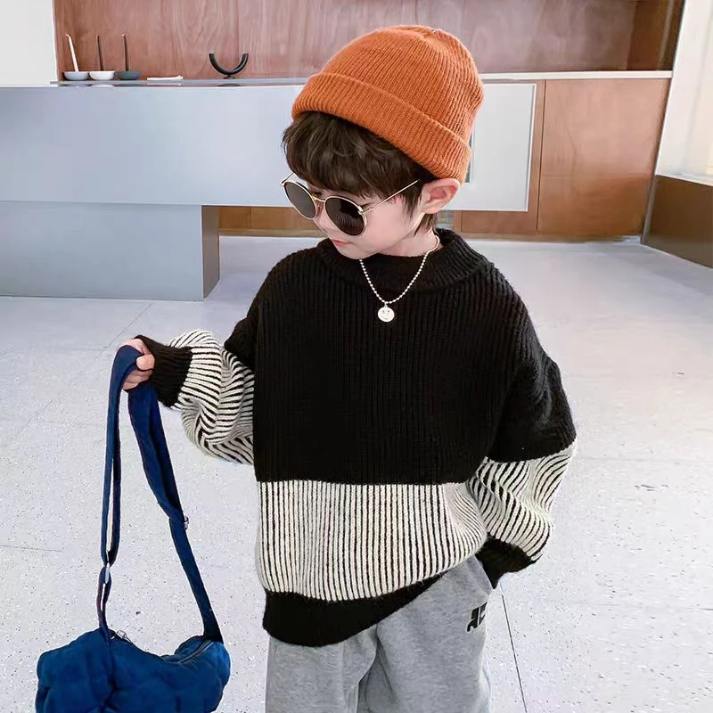 儿童加厚毛衣2024新款男童时尚针织毛衣男童保暖针织毛衣