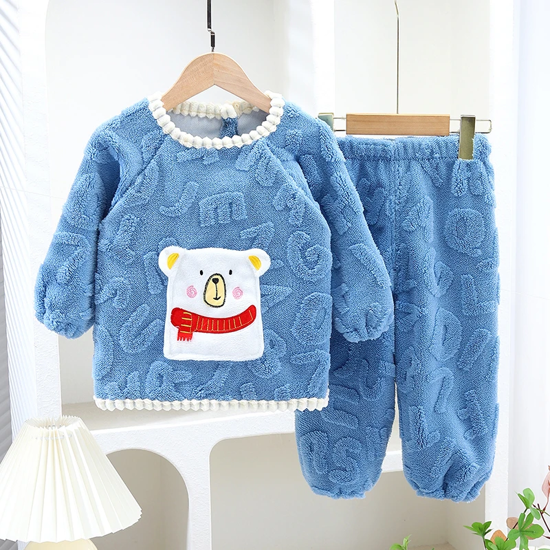 宝宝防水罩衣宽松罩裤儿童秋冬套棉衣棉裤保暖套装冬外穿护衣外套