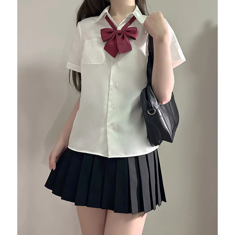 东京岁时记jk夏季原创白色学院风女纯色短袖衬衣立领衬衫白桃汽水