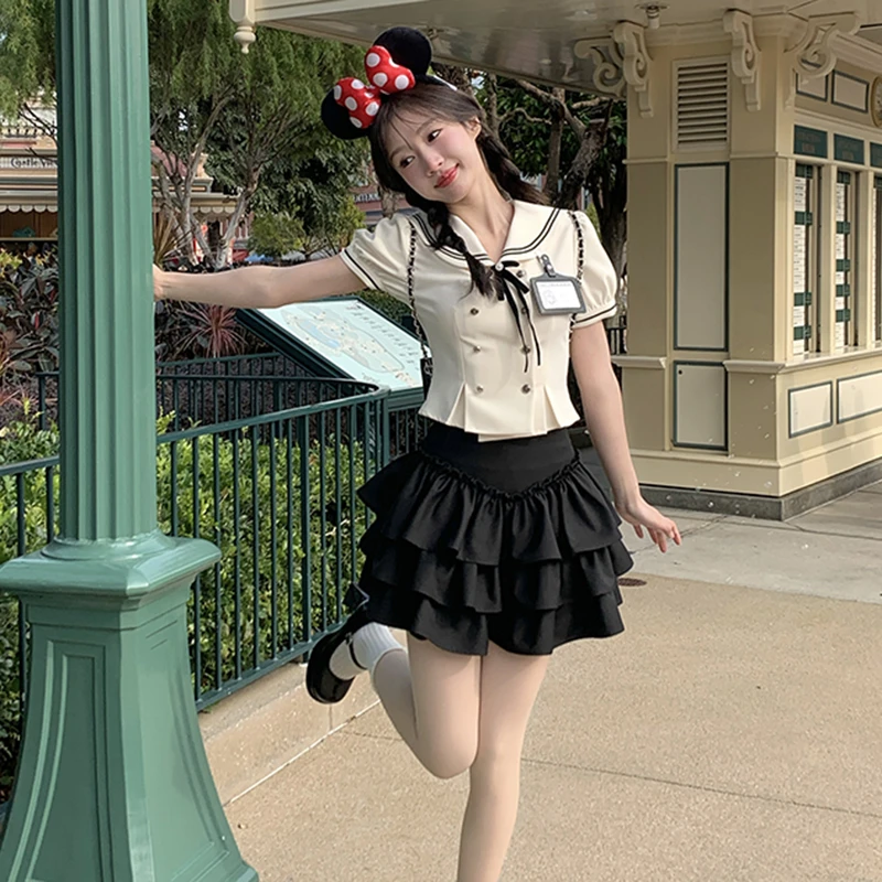 可可少女黑色显瘦半身裙新款小个子女装半身裙春夏季东京岁时记JK