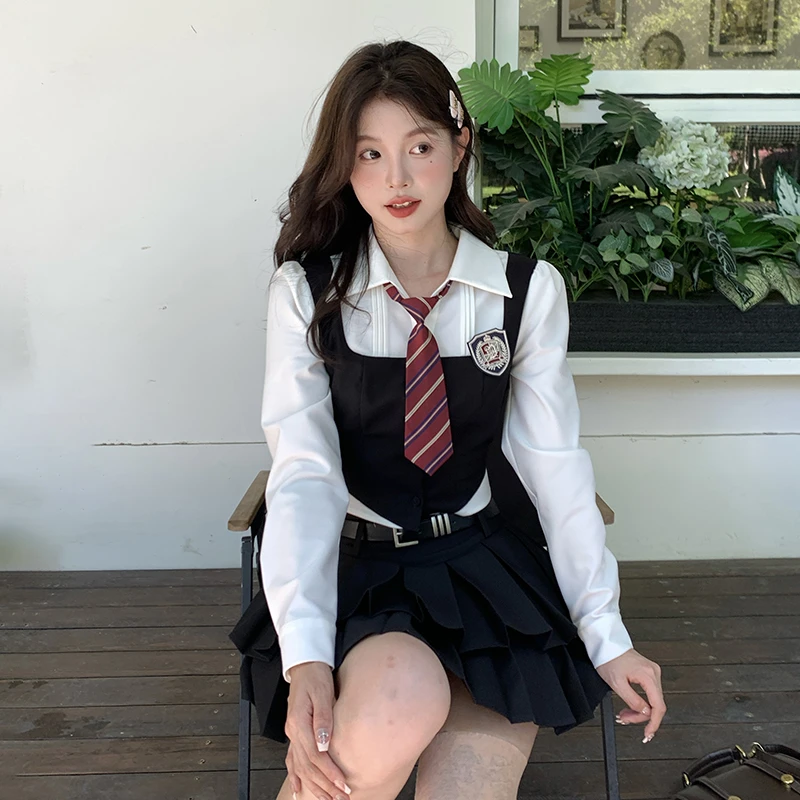 惠子小姐学院风假两件衬衫长袖半身裙秋季显瘦两件套东京岁时记jk