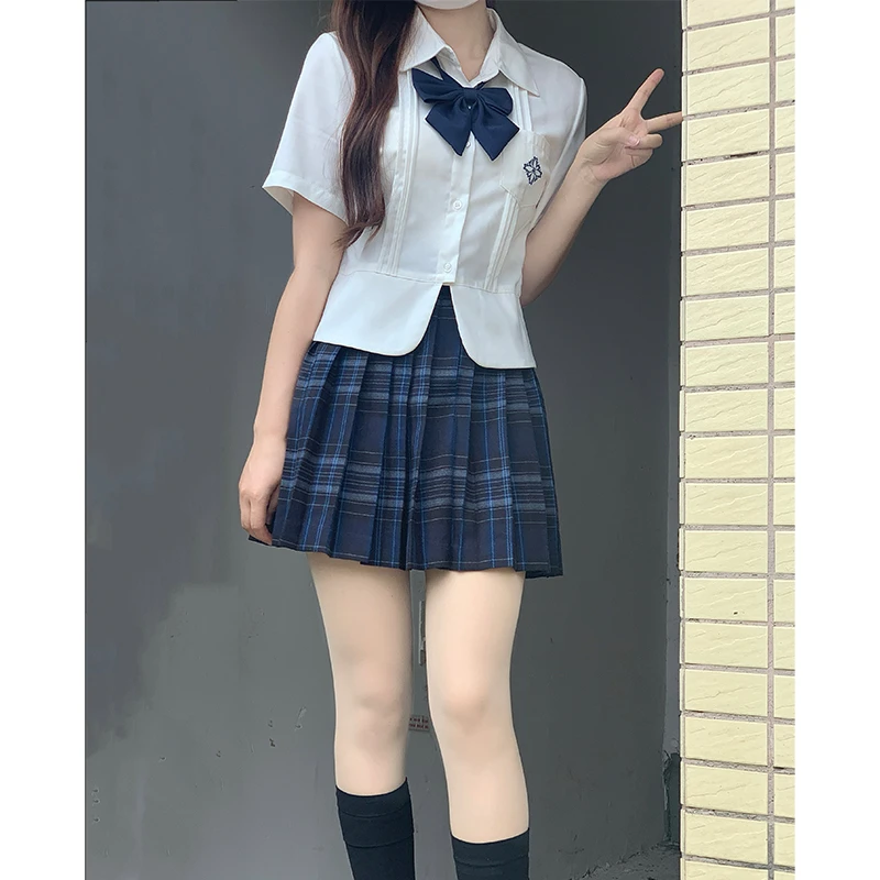 东京岁时记jk夏季白色显瘦原创JK高腰修身高字刺绣衬衣衬衫元气酱
