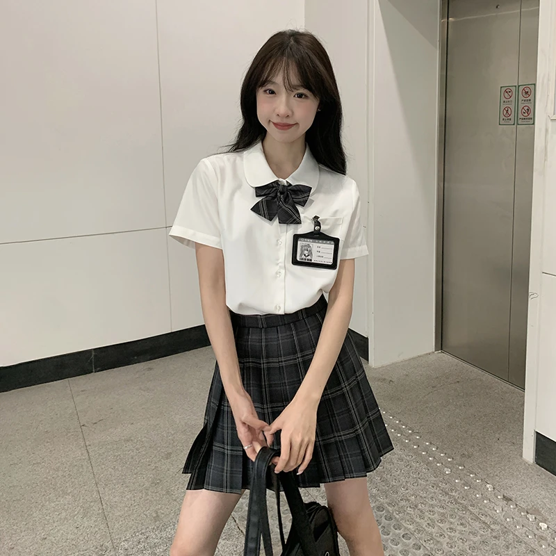 东京岁时记原创JK制服衬衫百褶裙套装短袖衬衫女甜美学院风两件套