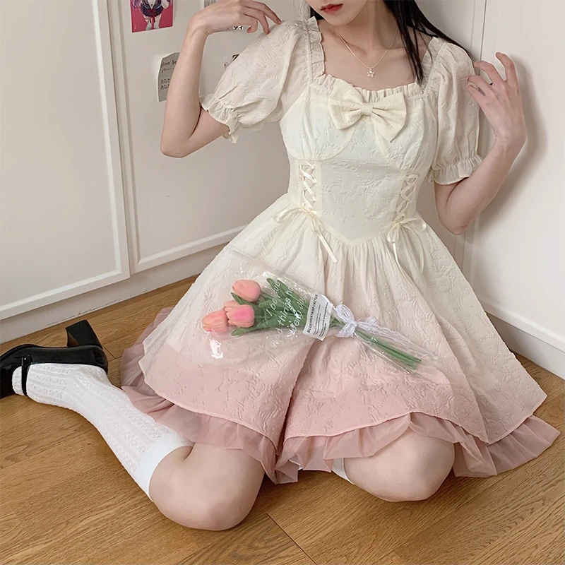 东京岁时记jk心动微醺甜美可爱温柔风百搭气质显瘦渐变法式连衣裙