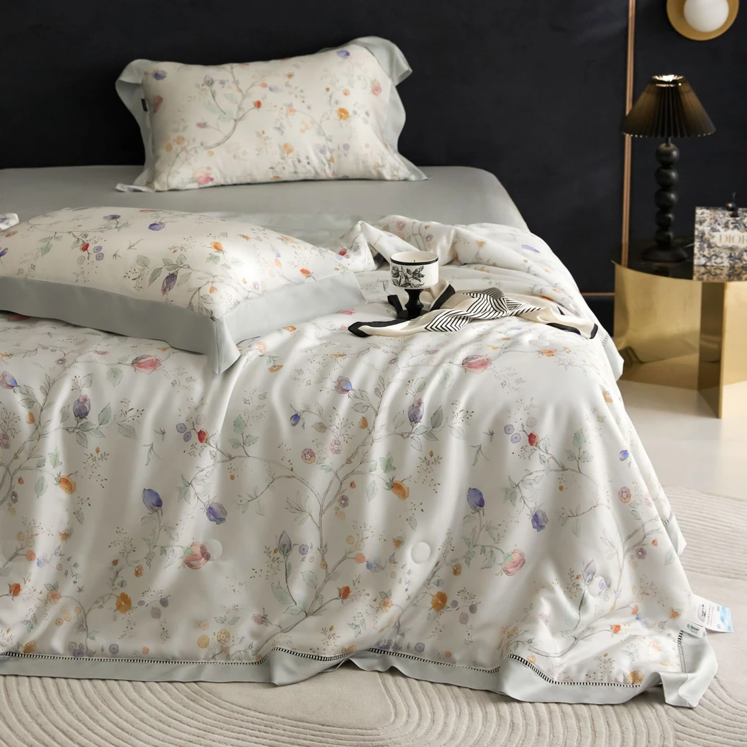 【林小花】碧玉夏凉被- 轻奢天丝印花莱赛尔纤维空调被机洗款夏凉被