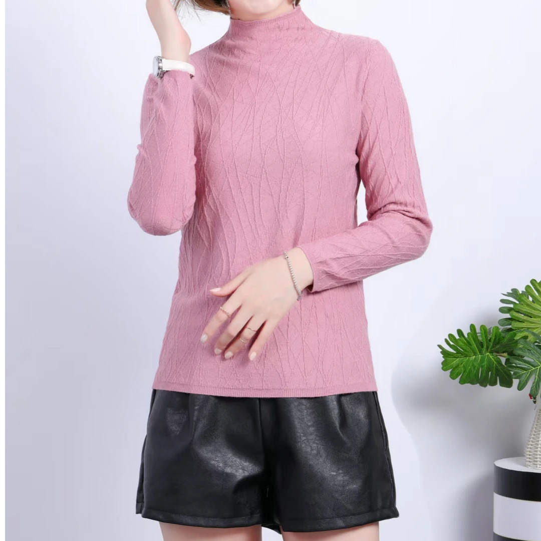 春季新款纯色时尚百搭半高领打底衫