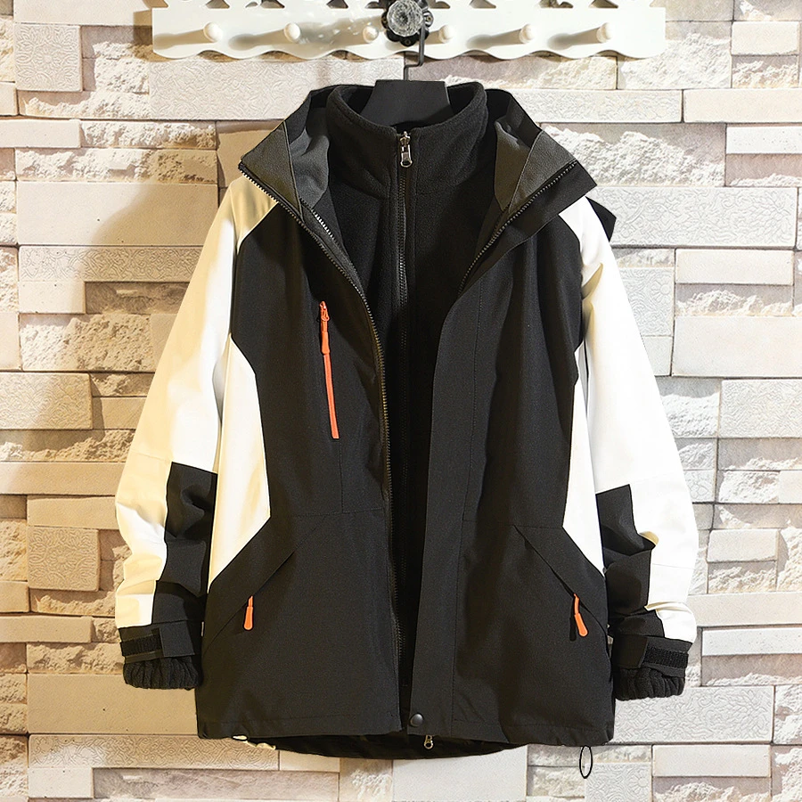 日本户外冲锋衣男女秋冬款三合一可拆卸防水防风加绒加厚冬季外套