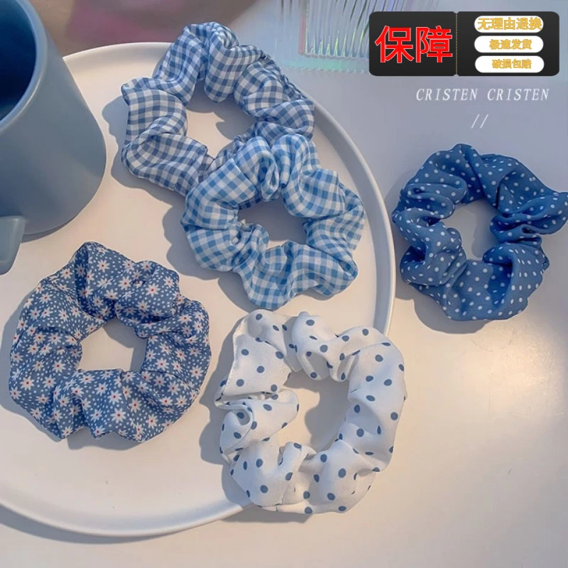 款海的味道~蓝色系发绳甜美碎花波点大肠发圈ins学生肥肠皮筋