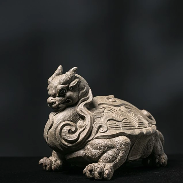 柏年溯艺【 龙龟•执明】紫砂雕塑摆件 吉柏年原创 全手工精修工艺