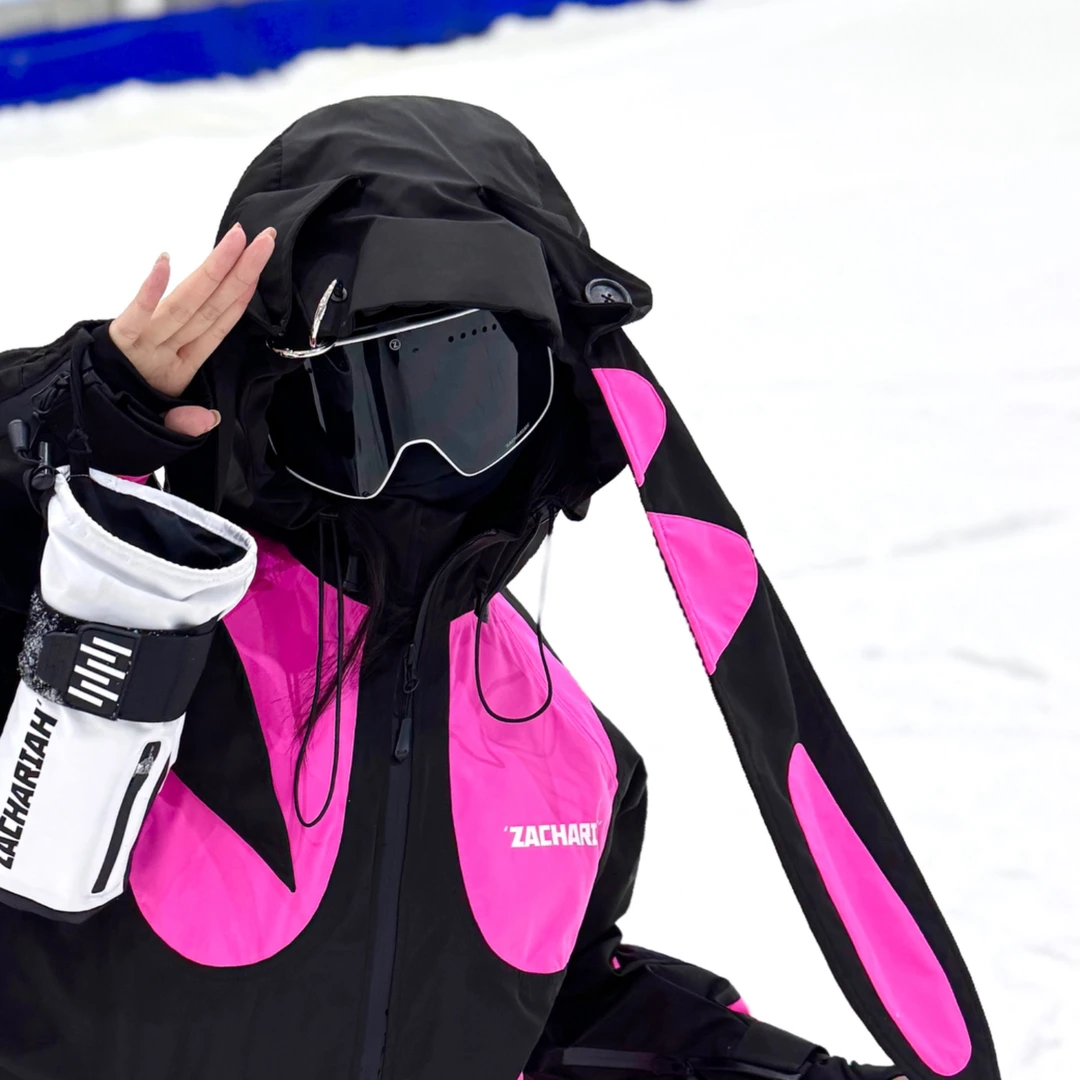 ZACHARIAH【暴力甜心兔】3L宽松滑雪服套装时尚拼色粉色单板滑雪服