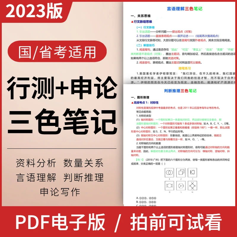 2024国省申论口诀知识导图记三色笔电子版行测思维考行测技巧学霸