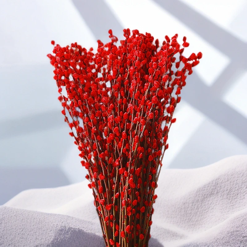 【1.2米高】银柳真花鲜枝干花摆件室内客厅新年红色年宵花卉植物