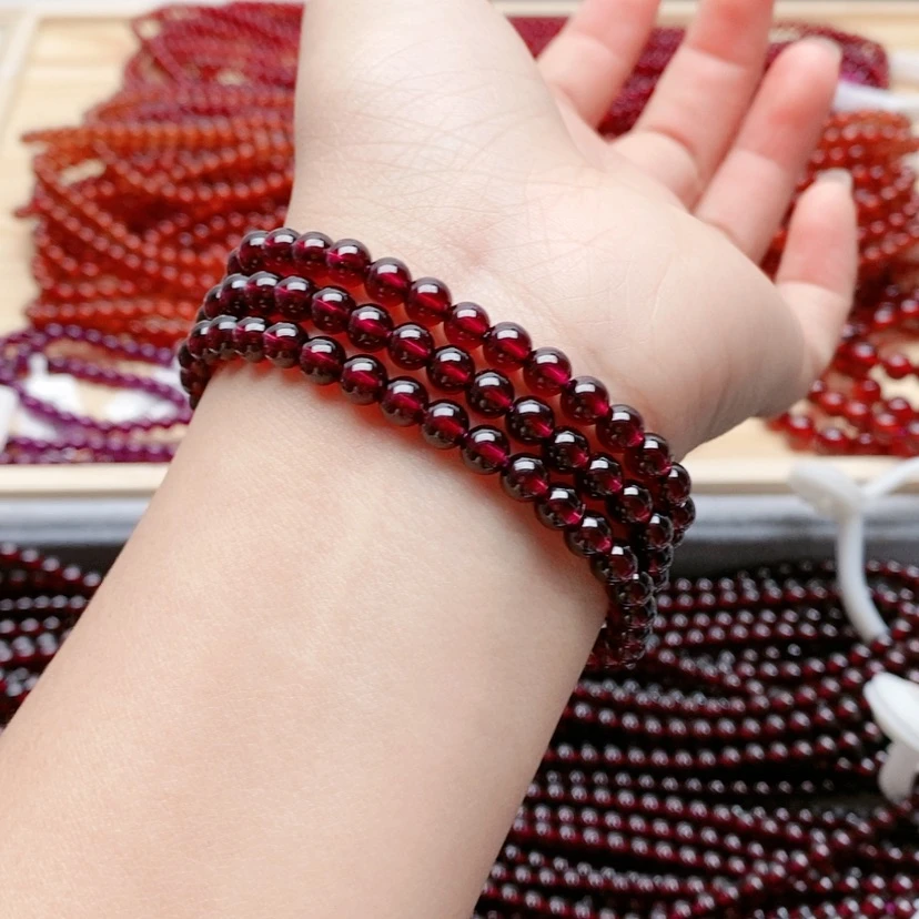 【闪购商品】石榴石手链未镶嵌芉**岆5.5mm